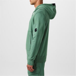 Cp Company Heavy Lens Overhead Hoodie In Frosty Green