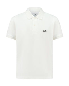 Cp Company Junior Stretch Piquet Short Sleeve Polo Shirt in White