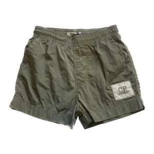 Cp Company Junior Chrome - R Patch Logo Swim Shorts In Bronze Green