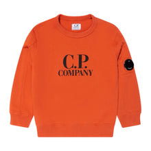 Load image into Gallery viewer, Cp Company Junior Big Logo Lens Crewneck Sweatshirt in Harvest Pumpkin
