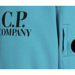 Cp Company Junior Big Logo Lens Crewneck Sweatshirt in Tile Blue