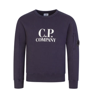 Cp Company Junior Big Logo Lens Crewneck Sweatshirt Navy