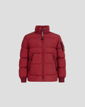 Load image into Gallery viewer, Cp Company Junior Lens M.T.T.N Down Jacket With Foldaway Hood in Red
