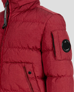 Cp Company Junior Lens M.T.T.N Down Jacket With Foldaway Hood in Red