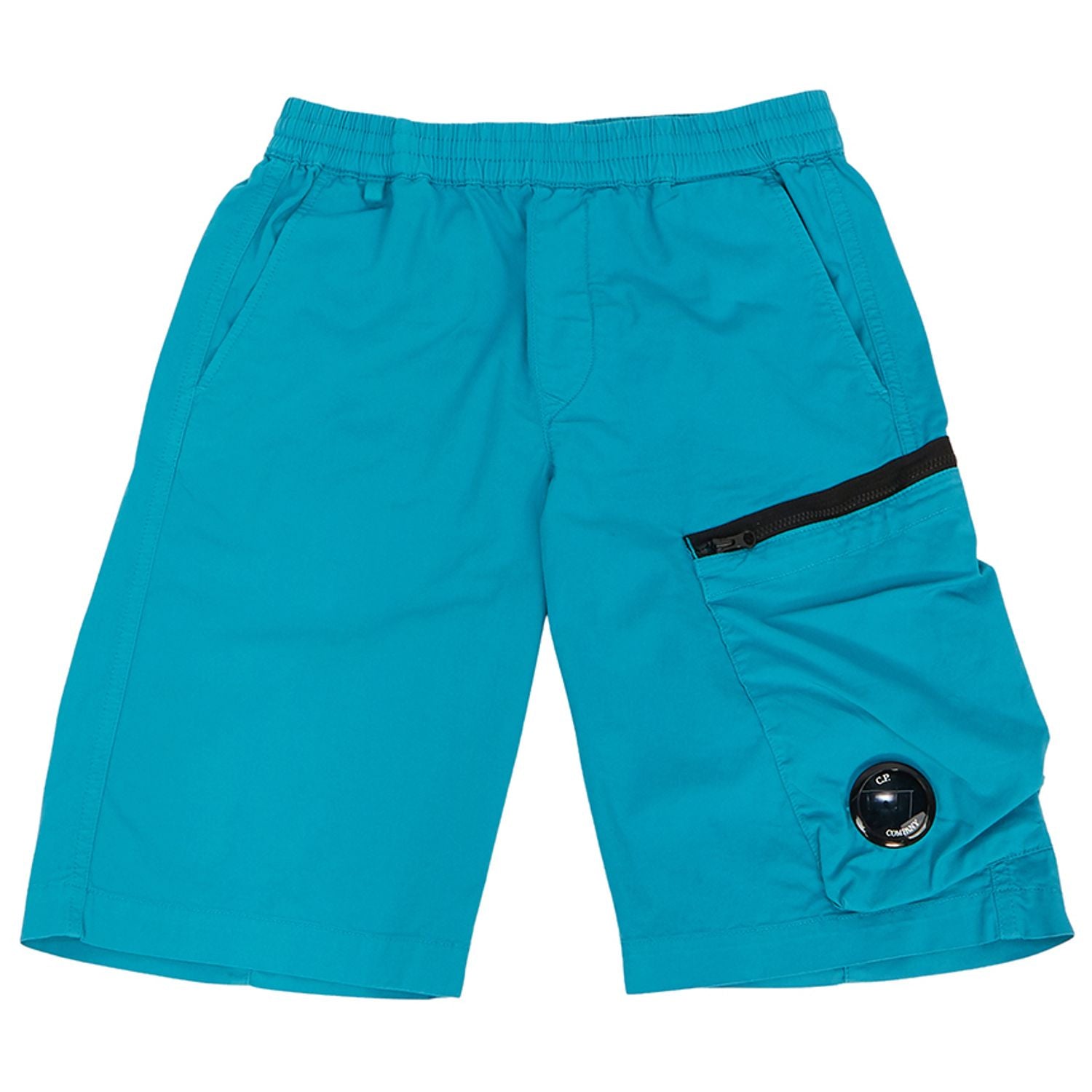 Cp Company Junior Stretch Gabardine Bermuda Cargo Shorts in Tile Blue TET Clothing