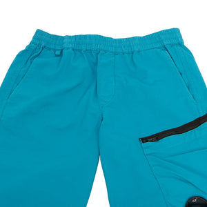 Cp Company Junior Stretch Gabardine Bermuda Cargo Shorts in Tile Blue