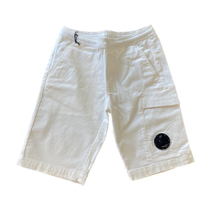 Cp Company Junior Stretch Gabardine Lens Cargo Shorts in White