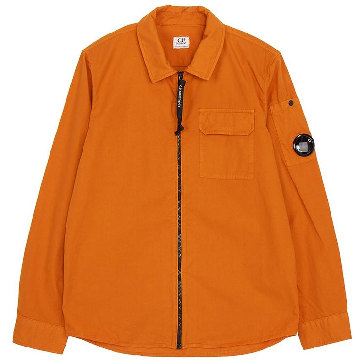 Cp Company Junior Gabardine Long Sleeve Lens Overshirt in Pumpkin Orange