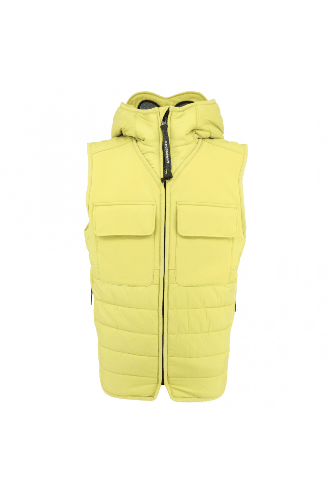 Cp Company Junior Shell-R Mixed Padded Goggle Gilet In Golden Palm