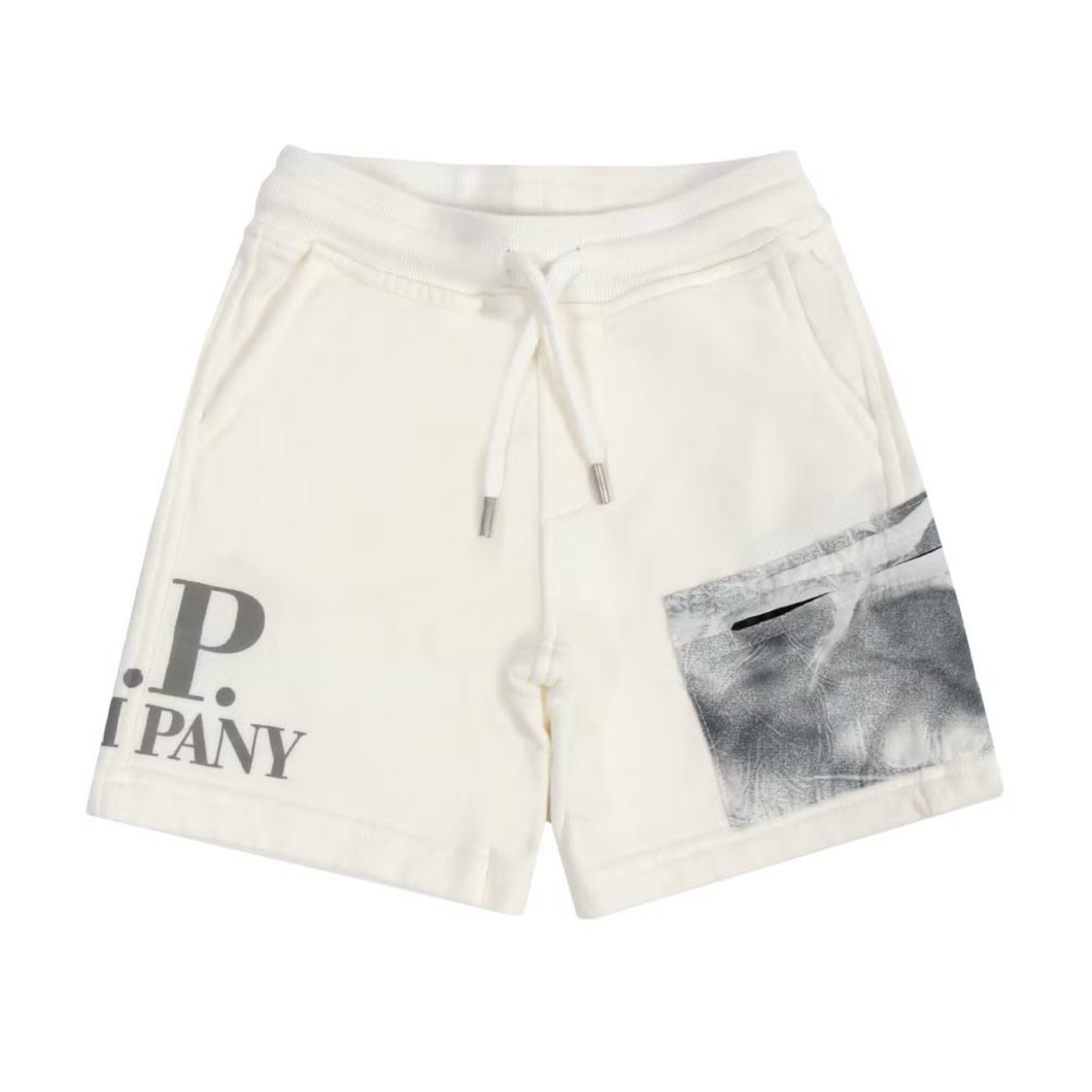 Cp Company Junior Logo Patch Pocket Shorts 069 White