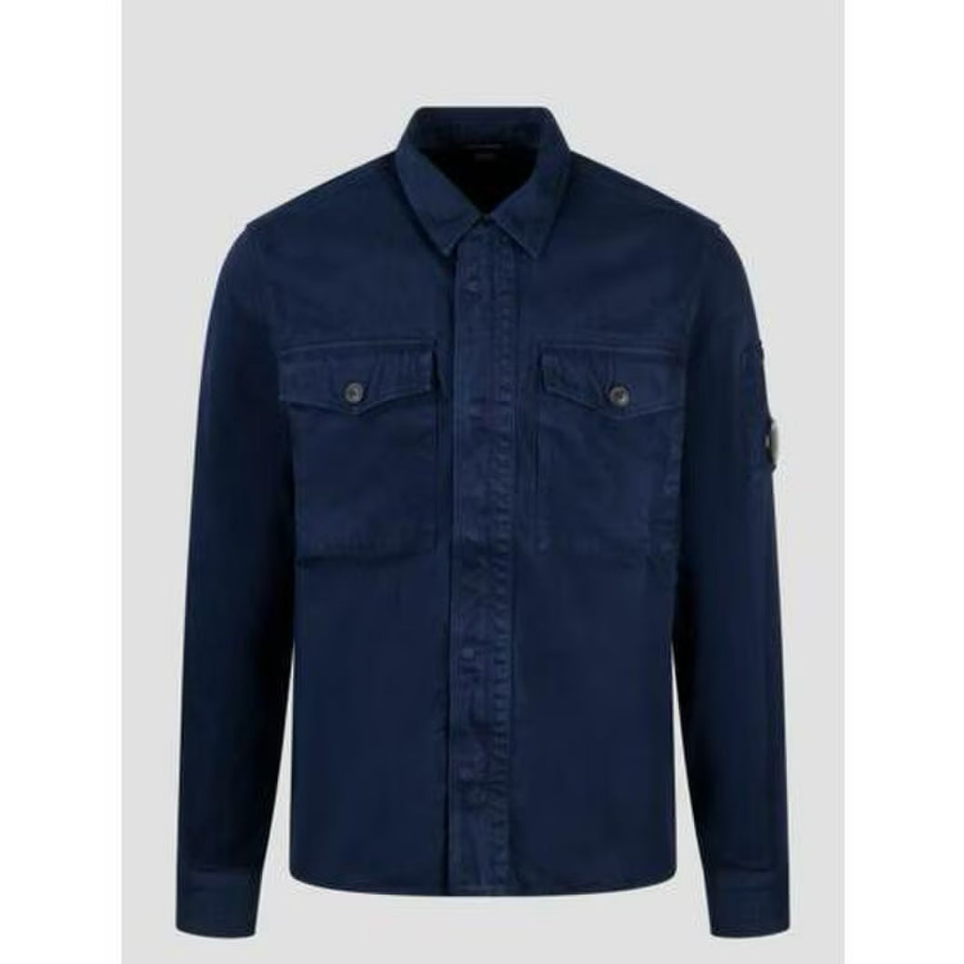 Cp Company Twill Emerized Shirt Peacoat In Navy