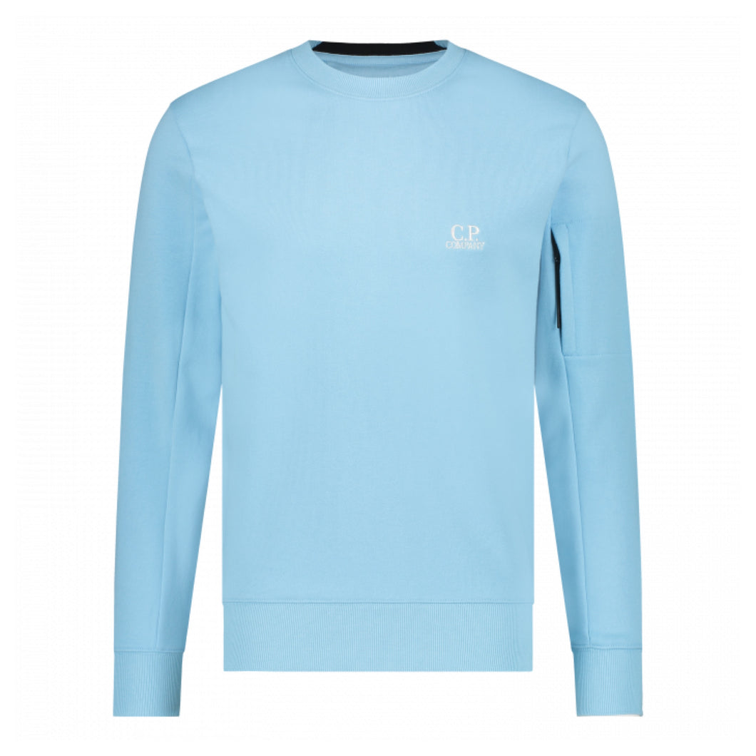 Cp Company Diagonal Raised Embroidered Logo Sweatshirt in Sky Blue