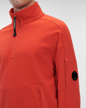 Load image into Gallery viewer, Cp Company Polo Collar Quarter Zip Lens Sweashirt in Fiery Red
