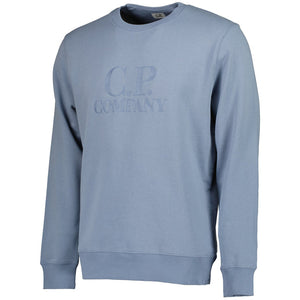 Cp Company Diagonal Raised Embroidered Logo Sweatshirt in Infinity Blue