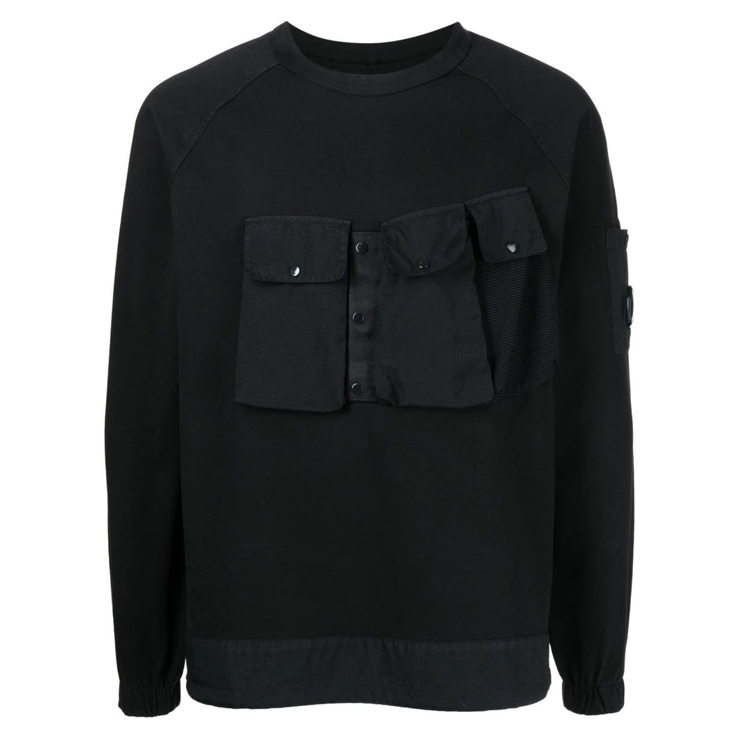 Cp Company Mixed Heavy Jersey Lens Sweatshirt in Black