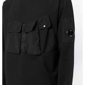 Cp Company Mixed Heavy Jersey Lens Sweatshirt in Black