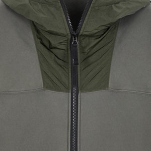 Stone Island Panelled Full Zip Hoodie Musk Green