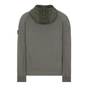 Stone Island Panelled Full Zip Hoodie Musk Green