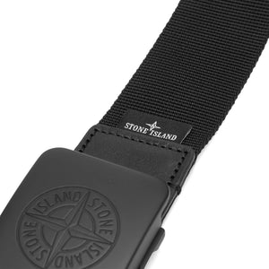 Stone Island Webbed Compass Logo Canvas Belt in Black