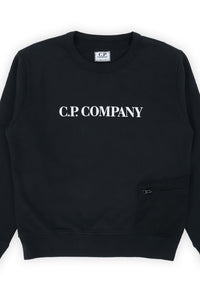 Cp Company Junior Mixed Pocket Big Logo Sweatshirt In Black 023