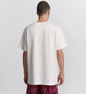 Dior Italic Coral Relaxed Fit T-Shirt In White