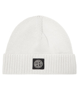 Stone Island Wool Beanie In White