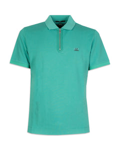 Cp Company Stretch Piquet Quarter Zip Polo Shirt Frosty Green (Pre-Order: Due Approx. 28th Feb)