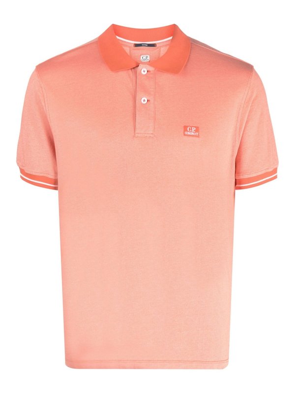 Cp Company Tacting Piquet Logo Polo Shirt In Harvest Pumpkin