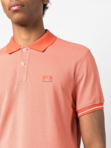 Cp Company Tacting Piquet Logo Polo Shirt In Harvest Pumpkin