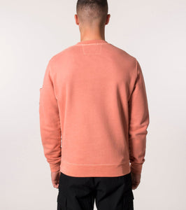 Cp Company Brushed Emerized Resist Dyed Lens Sweatshirt In Cedar Wood (Pre-Order: Due Approx. 28th Feb)