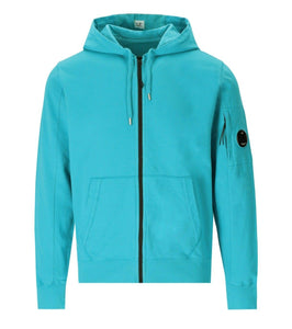 Cp Company Hooded Lens Full Zip In Tile Blue