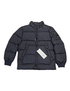 Cp Company Junior Lens M.T.T.N Down Jacket With Foldaway Hood in Navy