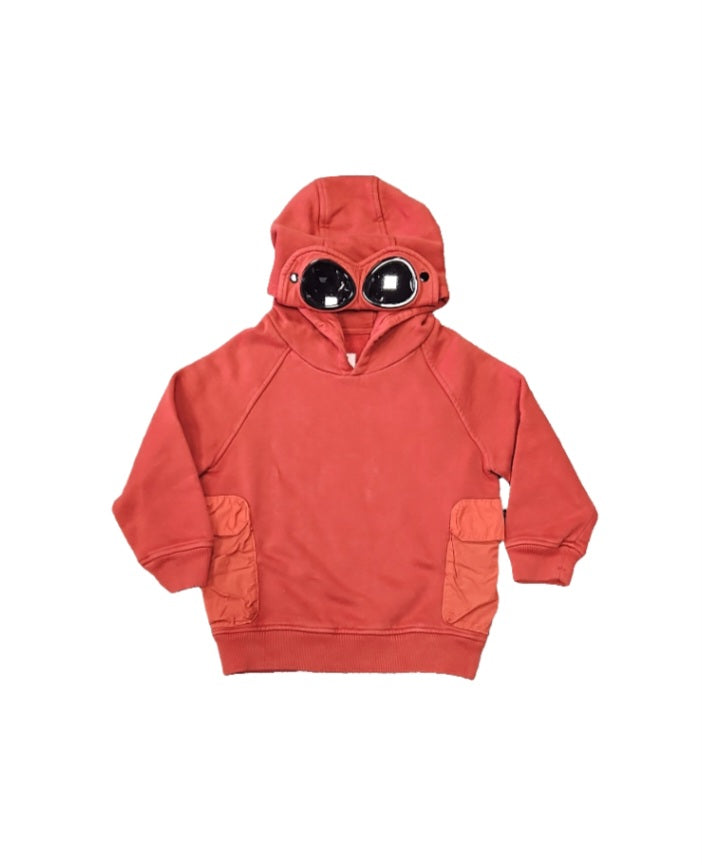 Cp Company Junior Mixed Goggle Overhead Hoodie In Red