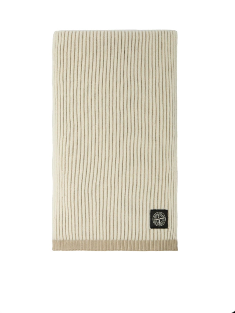 Stone Island Wool Scarf In Off White