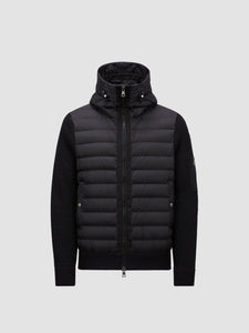 Moncler Padded Wool Cardigan In Black