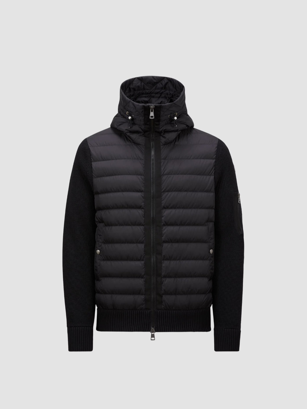 Moncler Padded Wool Cardigan In Black