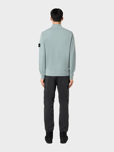 Stone Island Virgin Wool Quarter Zip Sweatshirt Grig Verd