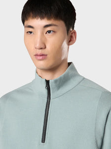 Stone Island Virgin Wool Quarter Zip Sweatshirt Grig Verd