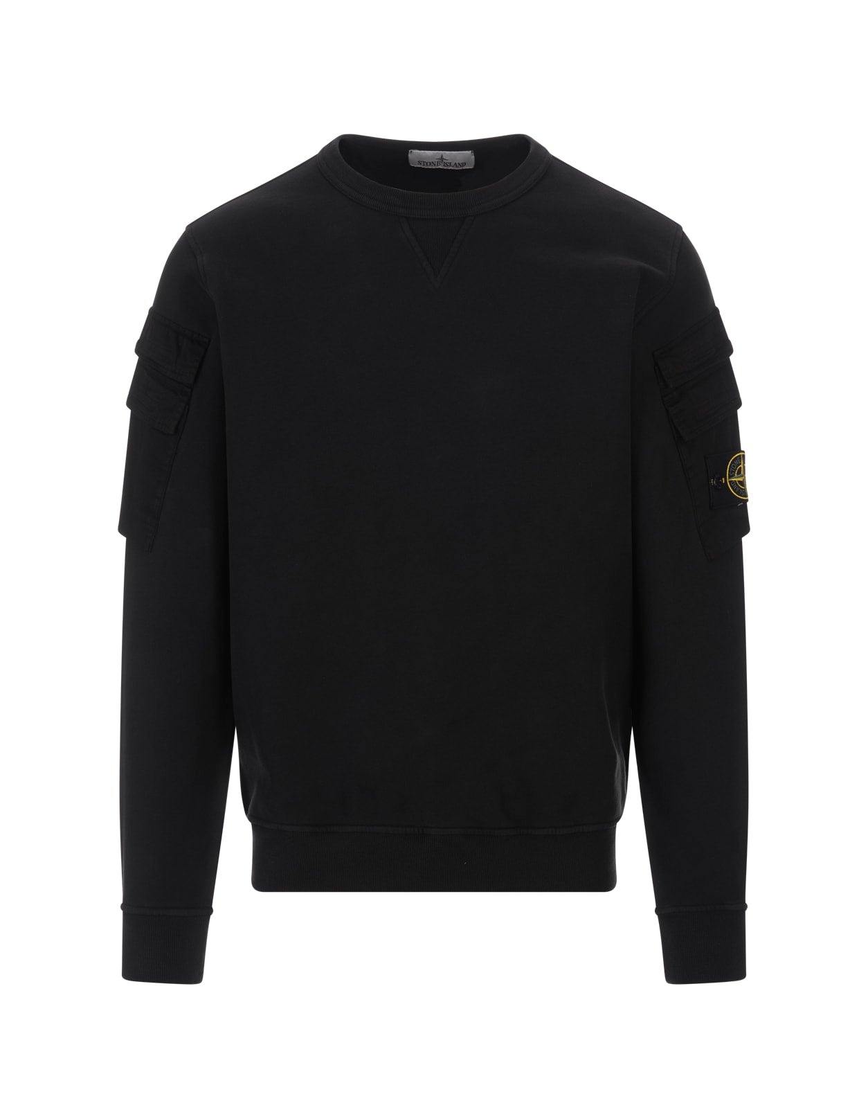 Stone island black crew neck sweatshirt on sale