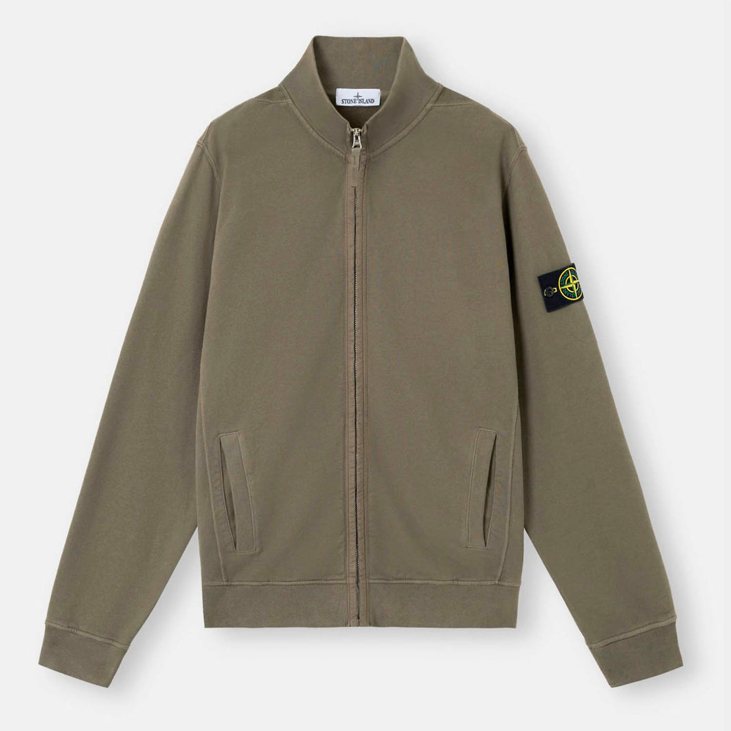 Stone Island Cotton Fleece Full Zip In Walnut Brown