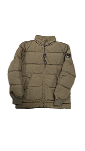 Cp Company Junior Lens Down M.T.T.N Jacket With Foldaway Hood in Ivy Green