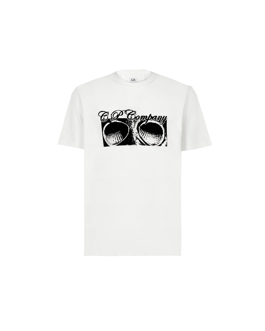 Cp Company Jersey Goggle Print In White