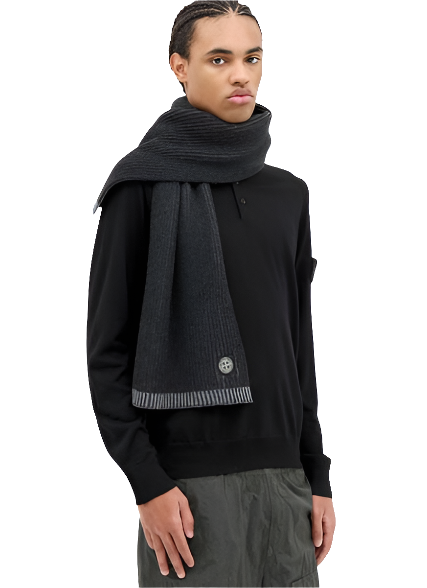 Stone Island Wool Scarf In Charcoal