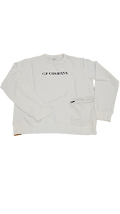 Cp Company Junior Mixed Pocket Big Logo Sweatshirt In White