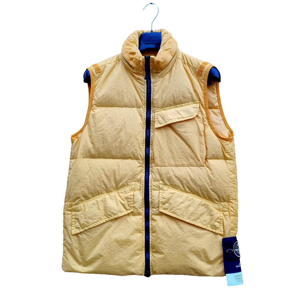 Stone Island Garment Dyed Crinkle Reps R-NY Down Gilet In Yellow