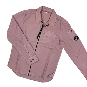 Cp Company Gabardine Full Zip Lens Shirt In Pale Mauve (Pre-Order: Due Approx. 28th Feb)