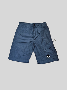 Cp Company Flatt Nylon Bermuda Lens Cargo Shorts In Navy