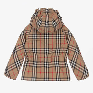 Burberry Junior Girls Beige Checked Jacket In Beige