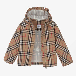 Burberry Junior Girls Beige Checked Jacket In Beige