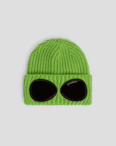 Junior Cp Company Merino Wool Goggle Beanie In Green